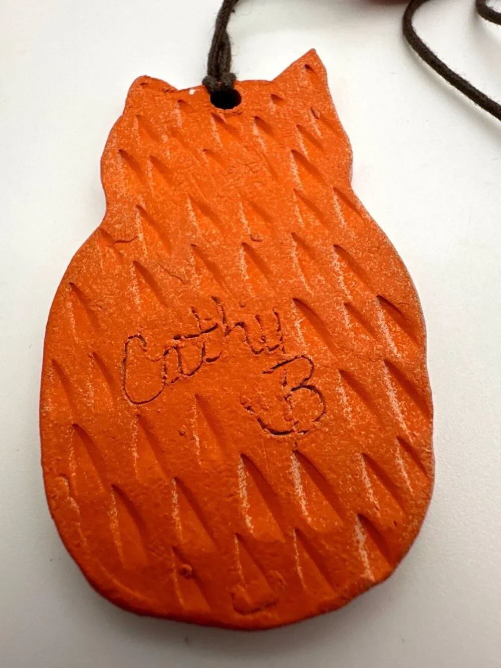 Cathy B | Jewelry | Earthy Ceramic Owl Pendant Necklace Orange Beads ...